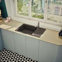 Preview: SCHOCK FOMD100LSAGON Formhaus D-100LS-A Onyx Unterschrank 60 cm Einbauspüle aufliegend CRISTALITE®